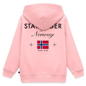 Stavanger Norwegen Koordinaten Reise Souvenir - Kinder Premium Organic Zip Hoodie - Rosa - Hinten - AI Model Kid Female (0cm)
