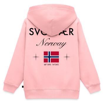 Svolvær Norway Coordinates Travel Souvenir - Kids Premium Organic Zip-up Hoodie - rose - Back - AI Model Kid Female (0cm)
