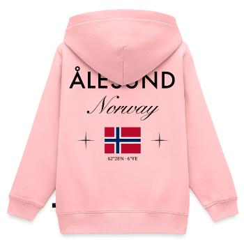Ålesund Norwegen Koordinaten Reise Souvenir - Kinder Premium Organic Zip Hoodie - Rosa - Hinten - AI Model Kid Female (0cm)