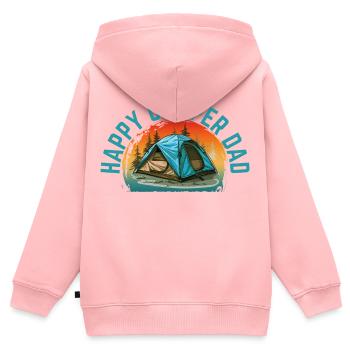GLÜCKLICHER CAMPER-PAPA - Kinder Premium Organic Zip Hoodie - Rosa - Hinten - AI Model Kid Female (0cm)