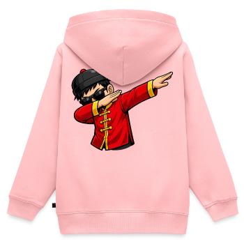 Dabbing Chinese - Kinder Premium Organic Zip Hoodie - Rosa - Hinten - AI Model Kid Female (0cm)