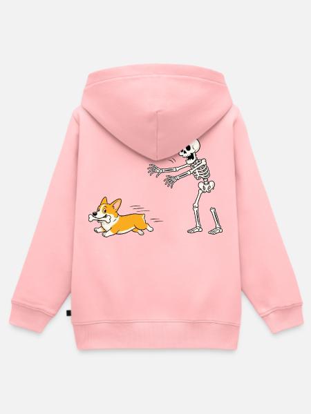 Halloween, Cprgi, Skelett - Kinder Premium Organic Zip Hoodie - Rosa
