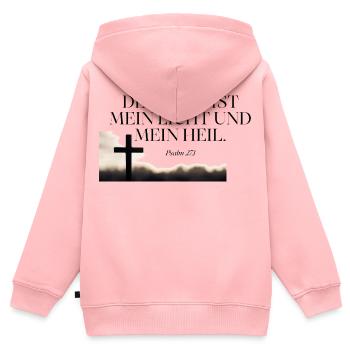 Glaube Licht Heil Psalm 27:1 - Kinder Premium Organic Zip Hoodie - Rosa - Hinten - AI Model Kid Female (0cm)