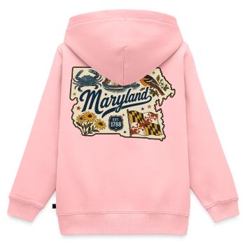 Maryland Vintage Staatsflagge & Krabbenaufkleber - Kinder Premium Organic Zip Hoodie - Rosa - Hinten - AI Model Kid Female (0cm)