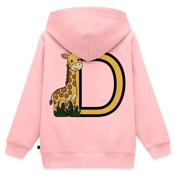 Giraffe mit Buchstaben D - Kinder Premium Organic Zip Hoodie - Rosa - Hinten - AI Model Kid Female (0cm)