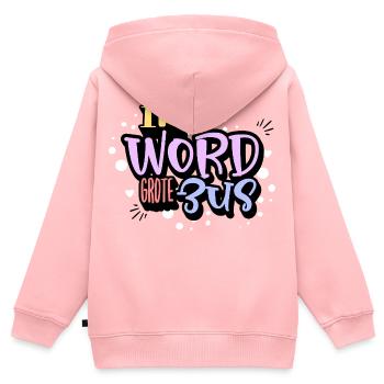 "Ich werde eine große Schwester" Schwangerschaftsankündigung - Kinder Premium Organic Zip Hoodie - Rosa - Hinten - AI Model Kid Female (0cm)