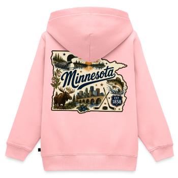 Minnesota Land of 10.000 Lakes Vintage-Aufkleber - Kinder Premium Organic Zip Hoodie - Rosa - Hinten - AI Model Kid Female (0cm)