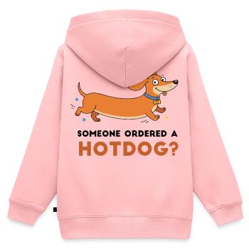 Hotdog? Verspielte Dackler-Illustration - Kinder Premium Organic Zip Hoodie - Rosa - Hinten - AI Model Kid Female (0cm)