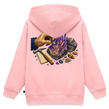 Geologie und violette Geoden - Kinder Premium Organic Zip Hoodie - Rosa - Hinten - AI Model Kid Female (0cm)