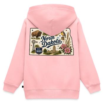 Autocollant vintage de l’État du Peace Garden du Dakota du Nord - Sweat Premium à capuche zippé enfant bio - rose - Dos - AI Model Kid Female (0cm)