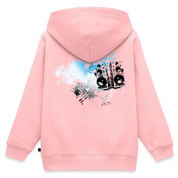Frutiger Metro Lautsprecher – Floral Grunge Splash - Kinder Premium Organic Zip Hoodie - Rosa - Hinten - AI Model Kid Female (0cm)