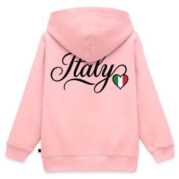 Italy Tricolor Heart Script - Kids Premium Organic Zip-up Hoodie - rose - Back - AI Model Kid Female (0cm)