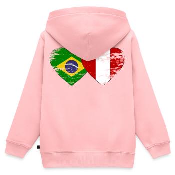 Brasilien Peru Flagge Hände Herzform used - Kinder Premium Organic Zip Hoodie - Rosa - Hinten - AI Model Kid Female (0cm)