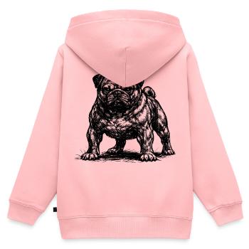 Muskulöser Mops mit bösem Blick - Kinder Premium Organic Zip Hoodie - Rosa - Hinten - AI Model Kid Female (0cm)