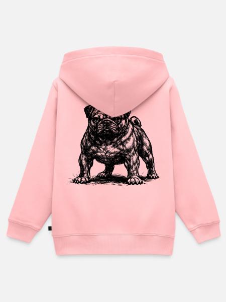 Muskulöser Mops mit bösem Blick - Kinder Premium Organic Zip Hoodie - Rosa