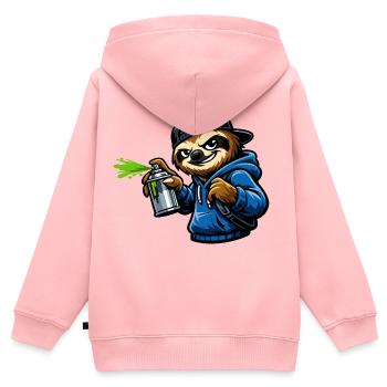 Cooles Faultier beim Graffiti Sprayen - Kinder Premium Organic Zip Hoodie - Rosa - Hinten - AI Model Kid Female (0cm)