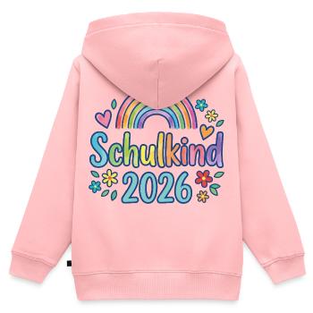 Schulkind 2026 Regenbogen - Kinder Premium Organic Zip Hoodie - Rosa - Hinten - AI Model Kid Female (0cm)