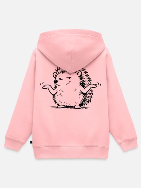 Igel Schulterzucken Geste - Kinder Premium Organic Zip Hoodie - Rosa