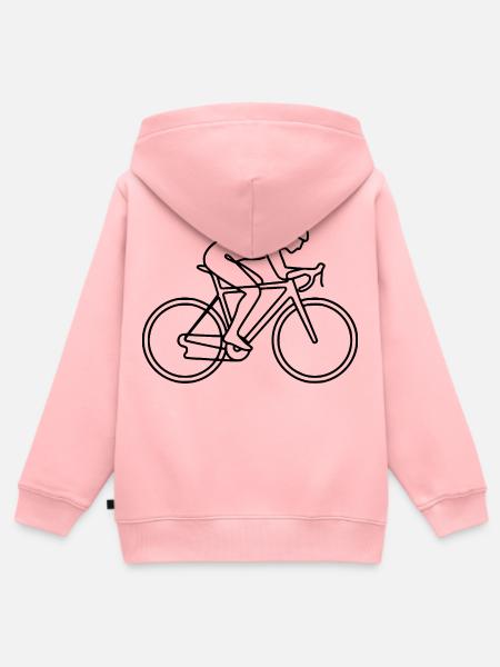 Rennrad Line Art Fahrrad - Kinder Premium Organic Zip Hoodie - Rosa