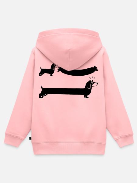 Der schwarze Hund und die Wurst - Kinder Premium Organic Zip Hoodie - Rosa