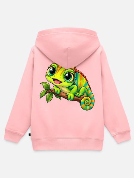 Chamäleon Kawaii Style – Süßes Reptil - Kinder Premium Organic Zip Hoodie - Rosa