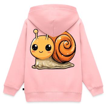 Orangene Schnecke Spiraldesign - Kinder Premium Organic Zip Hoodie - Rosa - Hinten - AI Model Kid Female (0cm)