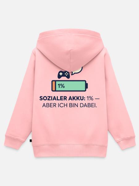 Sozialer Akku 1% – Dabei! - Kinder Premium Organic Zip Hoodie - Rosa