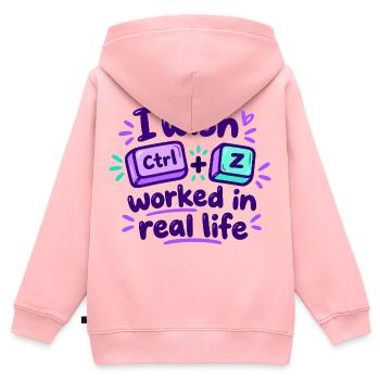 Ctrl Z im echten Leben - IT Humor - Kinder Premium Organic Zip Hoodie - Rosa - Hinten - AI Model Kid Female (0cm)