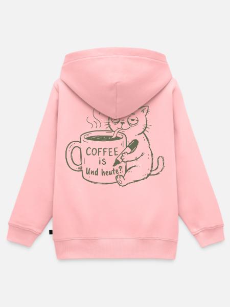 Kaffee-Katze: Und Heute? - Kinder Premium Organic Zip Hoodie - Rosa