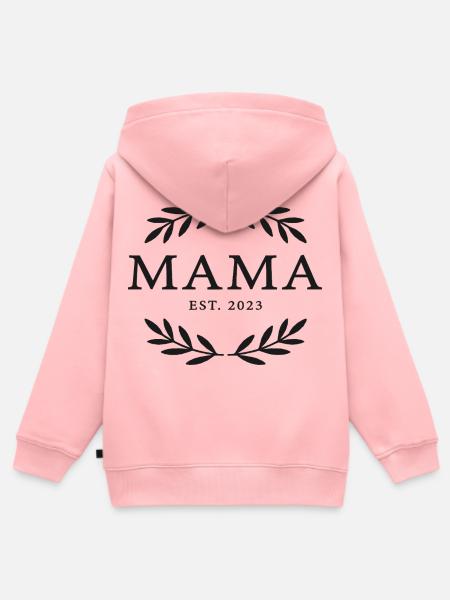 Mama Est. 2023 Kranz Emblem - Kinder Premium Organic Zip Hoodie - Rosa