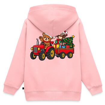 Christmas Tractor - Kinder Premium Organic Zip Hoodie - Rosa - Hinten - AI Model Kid Female (0cm)