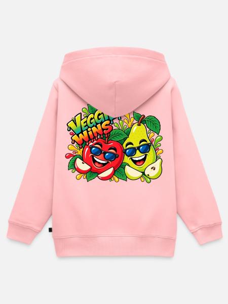 Veggie Wins Apfel Birne - Kinder Premium Organic Zip Hoodie - Rosa