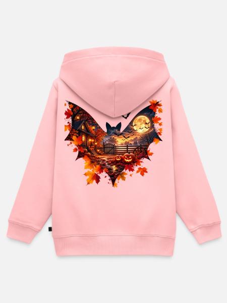 Herbstnacht mit Kürbisleuchten - Kinder Premium Organic Zip Hoodie - Rosa