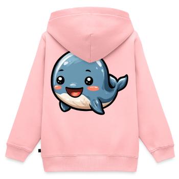 Kkuscheliger blauer Wal Cartoon - Kinder Premium Organic Zip Hoodie - Rosa - Hinten - AI Model Kid Female (0cm)