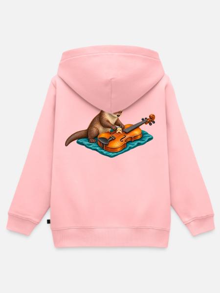 Otter repariert eine Geige - Kinder Premium Organic Zip Hoodie - Rosa