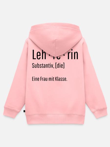 Lehrerin Substantiv Definition Schule Geschenk - Kinder Premium Organic Zip Hoodie - Rosa
