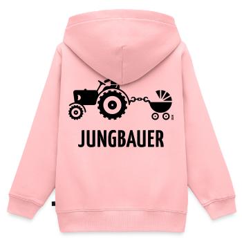 Jungbauer (Bauer Trecker Kinderwagen Baby / B) - Kinder Premium Organic Zip Hoodie - Rosa - Hinten - AI Model Kid Female (0cm)