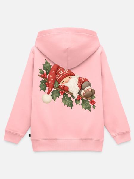 Schlafender Weihnachtswichtel auf Stechpalme - Kinder Premium Organic Zip Hoodie - Rosa