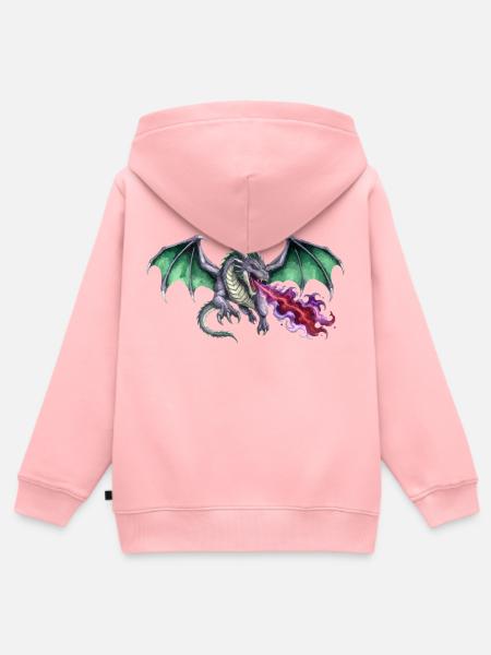 Krimson Flammen Werfender Smaragd Drachen - Kinder Premium Organic Zip Hoodie - Rosa