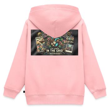 Synthetic Gilded Age – Stay Human In The Grid 2026 - Kinder Premium Organic Zip Hoodie - Rosa - Hinten - AI Model Kid Female (0cm)