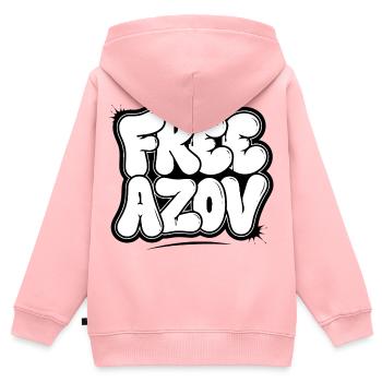 Free Azov – Blasen-Graffiti - Kinder Premium Organic Zip Hoodie - Rosa - Hinten - AI Model Kid Female (0cm)