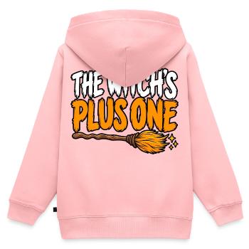 The Witch's Plus One - Kinder Premium Organic Zip Hoodie - Rosa - Hinten - AI Model Kid Female (0cm)