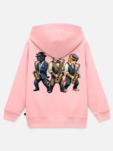 Saxophon, Saxophonist, Jazz, Saxofon - Kinder Premium Organic Zip Hoodie - Rosa