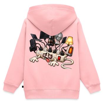 Cartoon überlastetes Verlängerungskabel - Kinder Premium Organic Zip Hoodie - Rosa - Hinten - AI Model Kid Female (0cm)