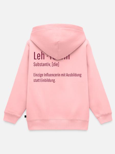 Lehrerin Substantiv Influencerin Schule Geschenk - Kinder Premium Organic Zip Hoodie - Rosa