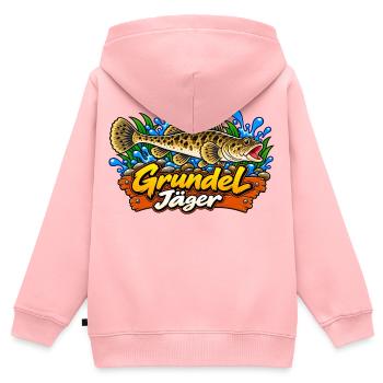 Grundeljäger Goby Hunter - Kinder Premium Organic Zip Hoodie - Rosa - Hinten - AI Model Kid Female (0cm)
