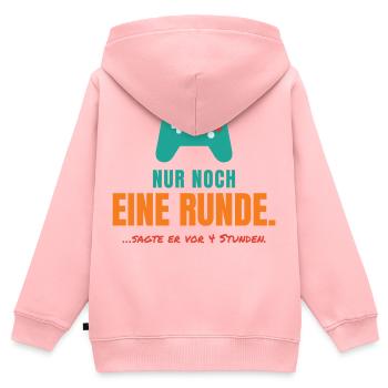 Nur noch eine Runde – Gamer Spruch - Kinder Premium Organic Zip Hoodie - Rosa - Hinten - AI Model Kid Female (0cm)
