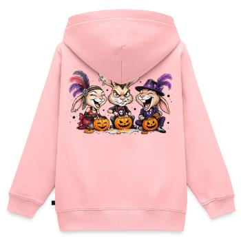 Häschen Halloween Kürbis Schnitzen - Kinder Premium Organic Zip Hoodie - Rosa - Hinten - AI Model Kid Female (0cm)