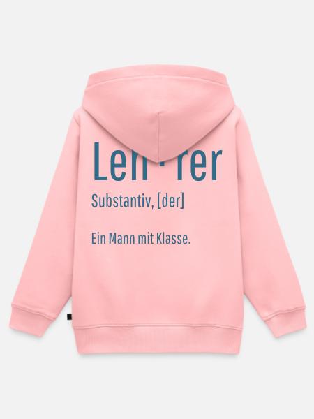 Lehrer Substantiv Definition Schule Geschenk - Kinder Premium Organic Zip Hoodie - Rosa