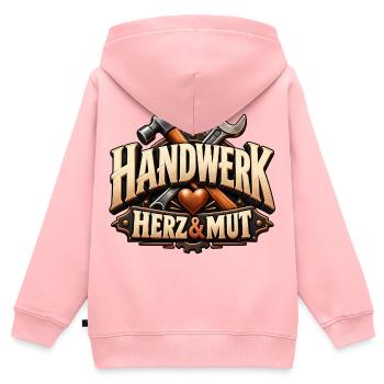 Handwerk, Herz & Mut Geschenk für Beruf Ausbildung - Kinder Premium Organic Zip Hoodie - Rosa - Hinten - AI Model Kid Female (0cm)